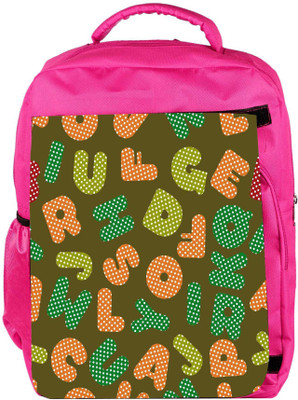

Snoogg Eco Friendly Canvas Dotted Alphabets Designer Backpack Rucksack School Travel Unisex Casual Canvas Bag Bookbag Satchel 5 L Backpack(Pink)