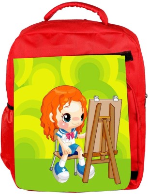 

Snoogg Eco Friendly Canvas Painting Schoolgirl 2675 Backpack Rucksack School Travel Unisex Casual Canvas Bag Bookbag Satchel 5 L Backpack(Red)