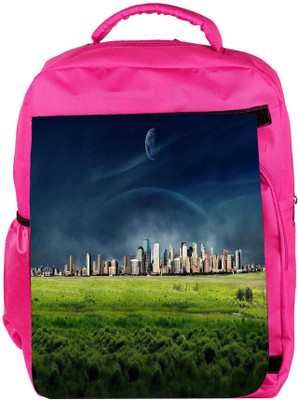 

Snoogg Eco Friendly Canvas Green City Designer Backpack Rucksack School Travel Unisex Casual Canvas Bag Bookbag Satchel 5 L Backpack(Pink)