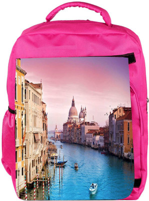 

Snoogg Eco Friendly Canvas Abstract Lake Nature Designer Backpack Rucksack School Travel Unisex Casual Canvas Bag Bookbag Satchel 5 L Backpack(Pink)