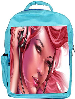 

Snoogg Eco Friendly Canvas Girl With Headphones Designer Backpack Rucksack School Travel Unisex Casual Canvas Bag Bookbag Satchel 5 L Backpack(Blue)