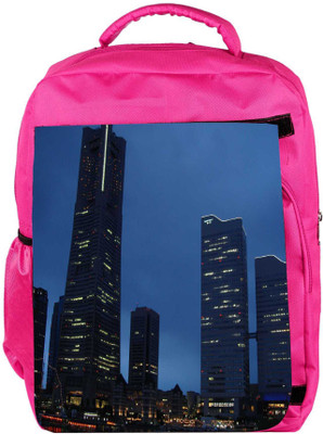 

Snoogg Eco Friendly Canvas Abstract Building Designer Backpack Rucksack School Travel Unisex Casual Canvas Bag Bookbag Satchel 5 L Backpack(Pink)