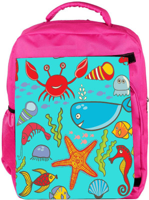 

Snoogg Eco Friendly Canvas Colorful Fishes Designer Backpack Rucksack School Travel Unisex Casual Canvas Bag Bookbag Satchel 5 L Backpack(Pink)