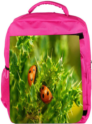 

Snoogg Eco Friendly Canvas Beatelin Green Leaves Designer Backpack Rucksack School Travel Unisex Casual Canvas Bag Bookbag Satchel 5 L Backpack(Pink)