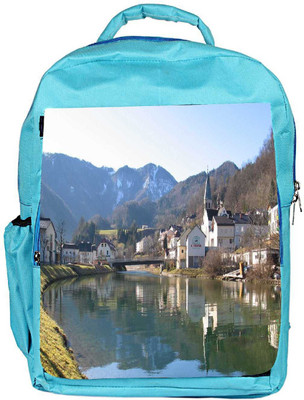 

Snoogg Eco Friendly Canvas Houses And Bridge Near The Lake Designer Backpack Rucksack School Travel Unisex Casual Canvas Bag Bookbag Satchel 5 L Backpack(Blue)