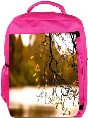 

Snoogg Eco Friendly Canvas Yellow Leaves On Trees Designer Backpack Rucksack School Travel Unisex Casual Canvas Bag Bookbag Satchel 5 L Backpack(Pink)