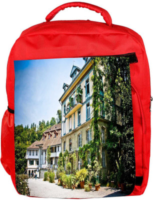 

Snoogg Eco Friendly Canvas Abstract Nice Building Designer Backpack Rucksack School Travel Unisex Casual Canvas Bag Bookbag Satchel 5 L Backpack(Red)