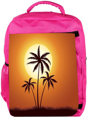 

Snoogg Eco Friendly Canvas Vector Summer Illustration With Palm Trees Backpack Rucksack School Travel Unisex Casual Canvas Bag Bookbag Satchel 5 L Backpack(Pink)