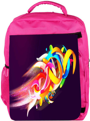 

Snoogg Eco Friendly Canvas Colorful Shapes Abstract Designer Backpack Rucksack School Travel Unisex Casual Canvas Bag Bookbag Satchel 5 L Backpack(Pink)