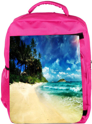 

Snoogg Eco Friendly Canvas Perfect Vacation Spot Designer Backpack Rucksack School Travel Unisex Casual Canvas Bag Bookbag Satchel 5 L Backpack(Pink)