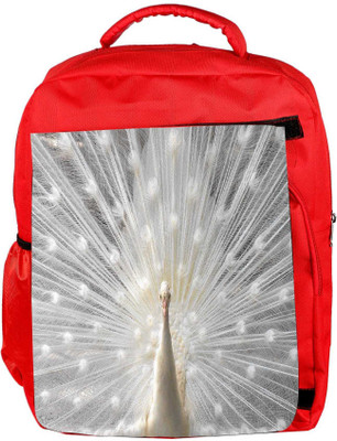 

Snoogg Eco Friendly Canvas White Peacock Designer Backpack Rucksack School Travel Unisex Casual Canvas Bag Bookbag Satchel 5 L Backpack(Red)