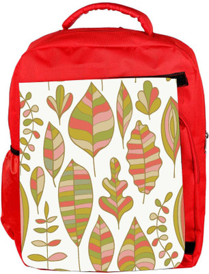 

Snoogg Eco Friendly Canvas Colorful Leaves White Designer Backpack Rucksack School Travel Unisex Casual Canvas Bag Bookbag Satchel 5 L Backpack(Red)