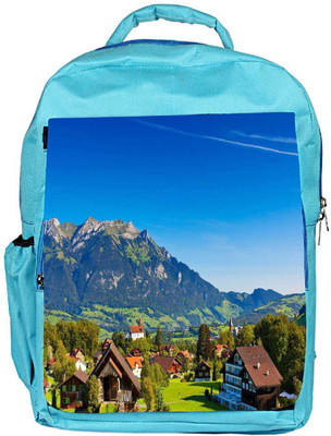 

Snoogg Eco Friendly Canvas Abstract Houses And Mountain Designer Backpack Rucksack School Travel Unisex Casual Canvas Bag Bookbag Satchel 5 L Backpack(Blue)