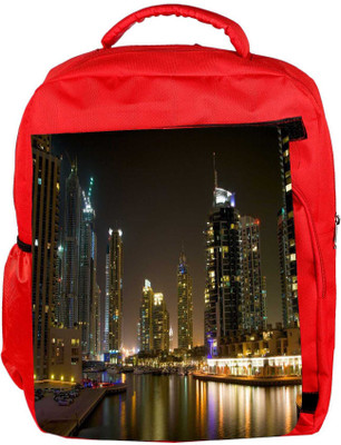 

Snoogg Eco Friendly Canvas Evening View Of Buildings Designer Backpack Rucksack School Travel Unisex Casual Canvas Bag Bookbag Satchel 5 L Backpack(Red)