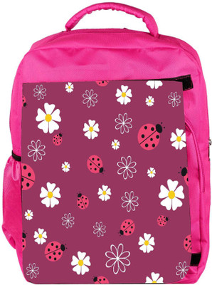 

Snoogg Eco Friendly Canvas Spring Seamless Pattern With Flowers And Ladybirds Backpack Rucksack School Travel Unisex Casual Canvas Bag Bookbag Satchel 5 L Backpack(Pink)