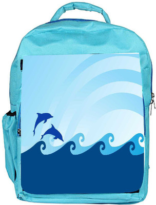 

Snoogg Eco Friendly Canvas Sea Wave And Dolphin On Blue Background Backpack Rucksack School Travel Unisex Casual Canvas Bag Bookbag Satchel 5 L Backpack(Blue)