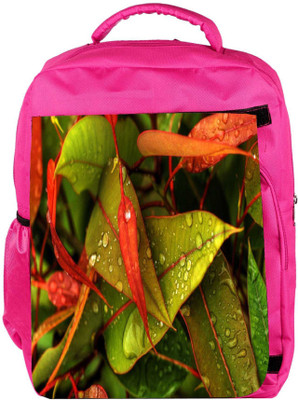 

Snoogg Eco Friendly Canvas Water Drops On Leaf Designer Backpack Rucksack School Travel Unisex Casual Canvas Bag Bookbag Satchel 5 L Backpack(Pink)