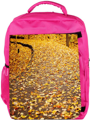 

Snoogg Eco Friendly Canvas Dried Leaves Designer Backpack Rucksack School Travel Unisex Casual Canvas Bag Bookbag Satchel 5 L Backpack(Pink)