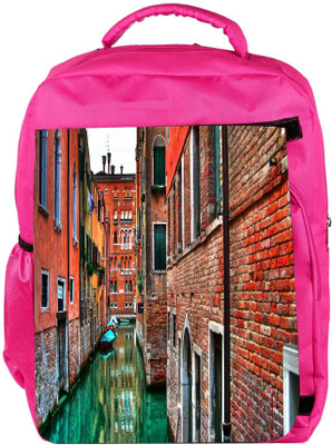 

Snoogg Eco Friendly Canvas Lake Side Houses Designer Backpack Rucksack School Travel Unisex Casual Canvas Bag Bookbag Satchel 5 L Backpack(Pink)