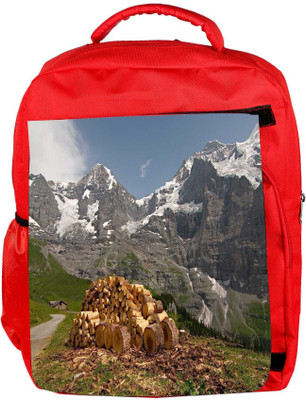 

Snoogg Eco Friendly Canvas Wood Cut Designer Backpack Rucksack School Travel Unisex Casual Canvas Bag Bookbag Satchel 5 L Backpack(Red)