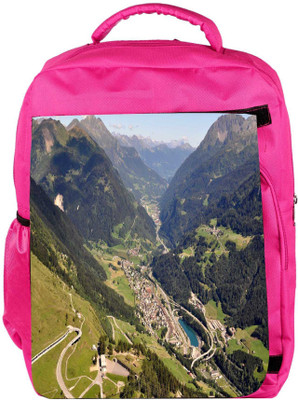 

Snoogg Eco Friendly Canvas Abstract Nature With Houses Designer Backpack Rucksack School Travel Unisex Casual Canvas Bag Bookbag Satchel 5 L Backpack(Pink)