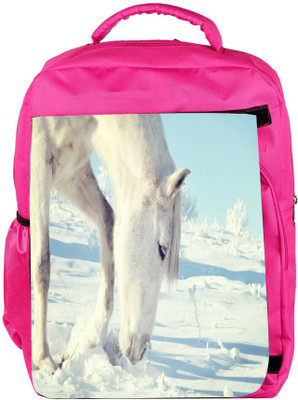 

Snoogg Eco Friendly Canvas White Snow Horse Designer Backpack Rucksack School Travel Unisex Casual Canvas Bag Bookbag Satchel 5 L Backpack(Pink)