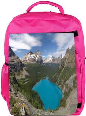 

Snoogg Eco Friendly Canvas Blue Water Between Mountain Designer Backpack Rucksack School Travel Unisex Casual Canvas Bag Bookbag Satchel 5 L Backpack(Pink)
