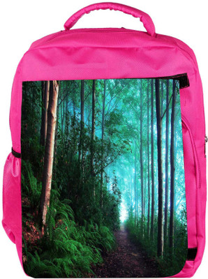 

Snoogg Eco Friendly Canvas Green Forest Designer Backpack Rucksack School Travel Unisex Casual Canvas Bag Bookbag Satchel 5 L Backpack(Pink)