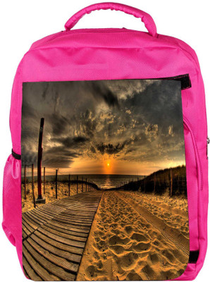 

Snoogg Eco Friendly Canvas Sunset Sea Sand Designer Backpack Rucksack School Travel Unisex Casual Canvas Bag Bookbag Satchel 5 L Backpack(Pink)