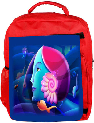 

Snoogg Eco Friendly Canvas Mermaid Head 2879 Backpack Rucksack School Travel Unisex Casual Canvas Bag Bookbag Satchel 5 L Backpack(Red)