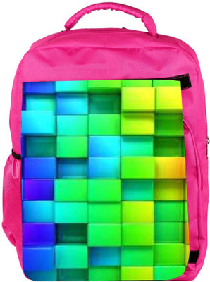 

Snoogg Eco Friendly Canvas Colorful Blocks Designer Backpack Rucksack School Travel Unisex Casual Canvas Bag Bookbag Satchel 5 L Backpack(Pink)