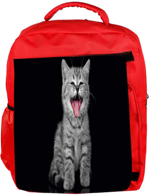 

Snoogg Eco Friendly Canvas Laughing Cat Designer Backpack Rucksack School Travel Unisex Casual Canvas Bag Bookbag Satchel 5 L Backpack(Red)
