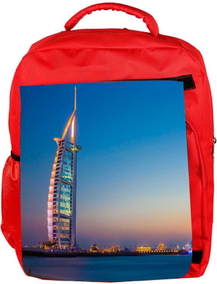 

Snoogg Eco Friendly Canvas Abstract Building Designer Backpack Rucksack School Travel Unisex Casual Canvas Bag Bookbag Satchel 5 L Backpack(Red)