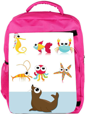 

Snoogg Eco Friendly Canvas Background With Sea Animal Backpack Rucksack School Travel Unisex Casual Canvas Bag Bookbag Satchel 5 L Backpack(Pink)