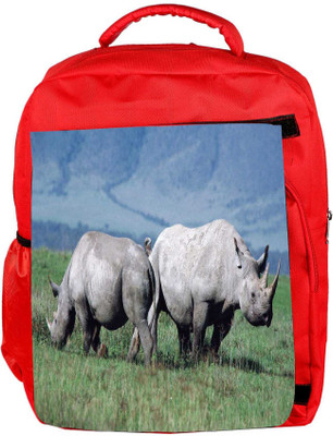 

Snoogg Eco Friendly Canvas Pair Of Rhino Designer Backpack Rucksack School Travel Unisex Casual Canvas Bag Bookbag Satchel 5 L Backpack(Red)