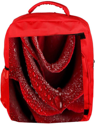 

Snoogg Eco Friendly Canvas Water Drops In Rose Flower Designer Backpack Rucksack School Travel Unisex Casual Canvas Bag Bookbag Satchel 5 L Backpack(Red)