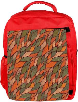 

Snoogg Eco Friendly Canvas Colorful Leaves Pattern Designer Backpack Rucksack School Travel Unisex Casual Canvas Bag Bookbag Satchel 5 L Backpack(Red)