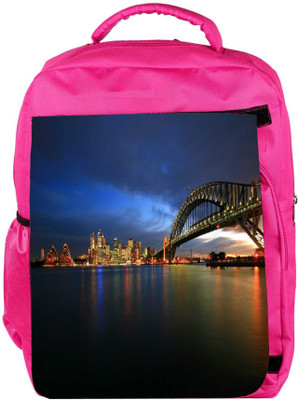 

Snoogg Eco Friendly Canvas Colorful Citylights Designer Backpack Rucksack School Travel Unisex Casual Canvas Bag Bookbag Satchel 5 L Backpack(Pink)