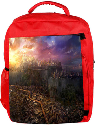 

Snoogg Eco Friendly Canvas Destroyed City Designer Backpack Rucksack School Travel Unisex Casual Canvas Bag Bookbag Satchel 5 L Backpack(Red)