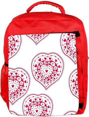 

Snoogg Eco Friendly Canvas Red Heart White Pattern Designer Backpack Rucksack School Travel Unisex Casual Canvas Bag Bookbag Satchel 5 L Backpack(Red)