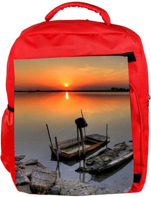 

Snoogg Eco Friendly Canvas Ship Sunset Backpack Rucksack School Travel Unisex Casual Canvas Bag Bookbag Satchel 5 L Backpack(Red)
