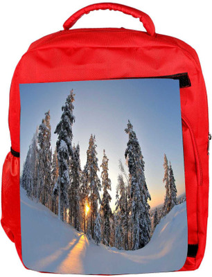 

Snoogg Eco Friendly Canvas Tall Snow Trees Designer Backpack Rucksack School Travel Unisex Casual Canvas Bag Bookbag Satchel 5 L Backpack(Red)
