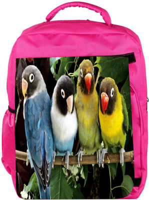 

Snoogg Eco Friendly Canvas Cute Birds Designer Backpack Rucksack School Travel Unisex Casual Canvas Bag Bookbag Satchel 5 L Backpack(Pink)