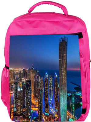 

Snoogg Eco Friendly Canvas Building Lights Designer Backpack Rucksack School Travel Unisex Casual Canvas Bag Bookbag Satchel 5 L Backpack(Pink)