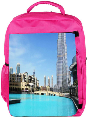 

Snoogg Eco Friendly Canvas Lake Near Burj Khalifa Designer Backpack Rucksack School Travel Unisex Casual Canvas Bag Bookbag Satchel 5 L Backpack(Pink)