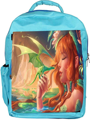 

Snoogg Eco Friendly Canvas Dragon Angel Backpack Rucksack School Travel Unisex Casual Canvas Bag Bookbag Satchel 5 L Backpack(Blue)