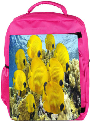 

Snoogg Eco Friendly Canvas Yellow Fish Designer Backpack Rucksack School Travel Unisex Casual Canvas Bag Bookbag Satchel 5 L Backpack(Pink)