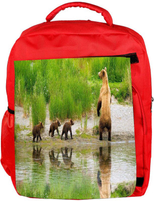 

Snoogg Eco Friendly Canvas Bear With Its Babies Designer Backpack Rucksack School Travel Unisex Casual Canvas Bag Bookbag Satchel 5 L Backpack(Red)
