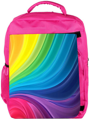 

Snoogg Eco Friendly Canvas Abstract Rainbow Flow Designer Backpack Rucksack School Travel Unisex Casual Canvas Bag Bookbag Satchel 5 L Backpack(Pink)