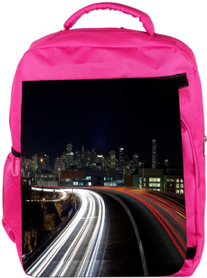 

Snoogg Eco Friendly Canvas Colorful Roads At Night Designer Backpack Rucksack School Travel Unisex Casual Canvas Bag Bookbag Satchel 5 L Backpack(Pink)